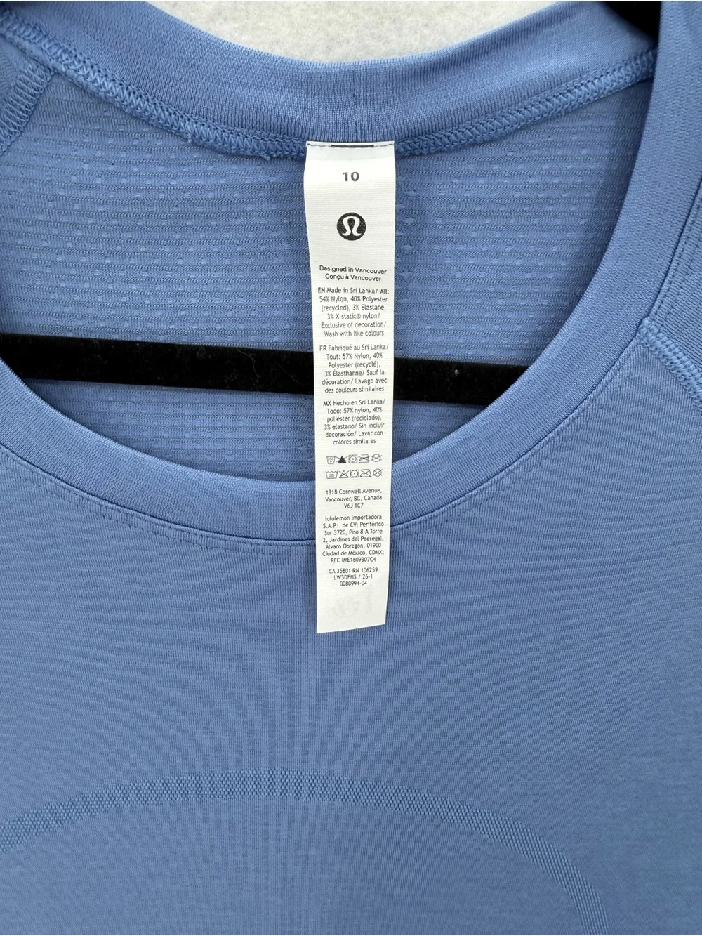 NWT Lululemon Swiftly Tech Short-Sleeve Shirt 2.0 *Hip‎ Length Prep Blue Size 10